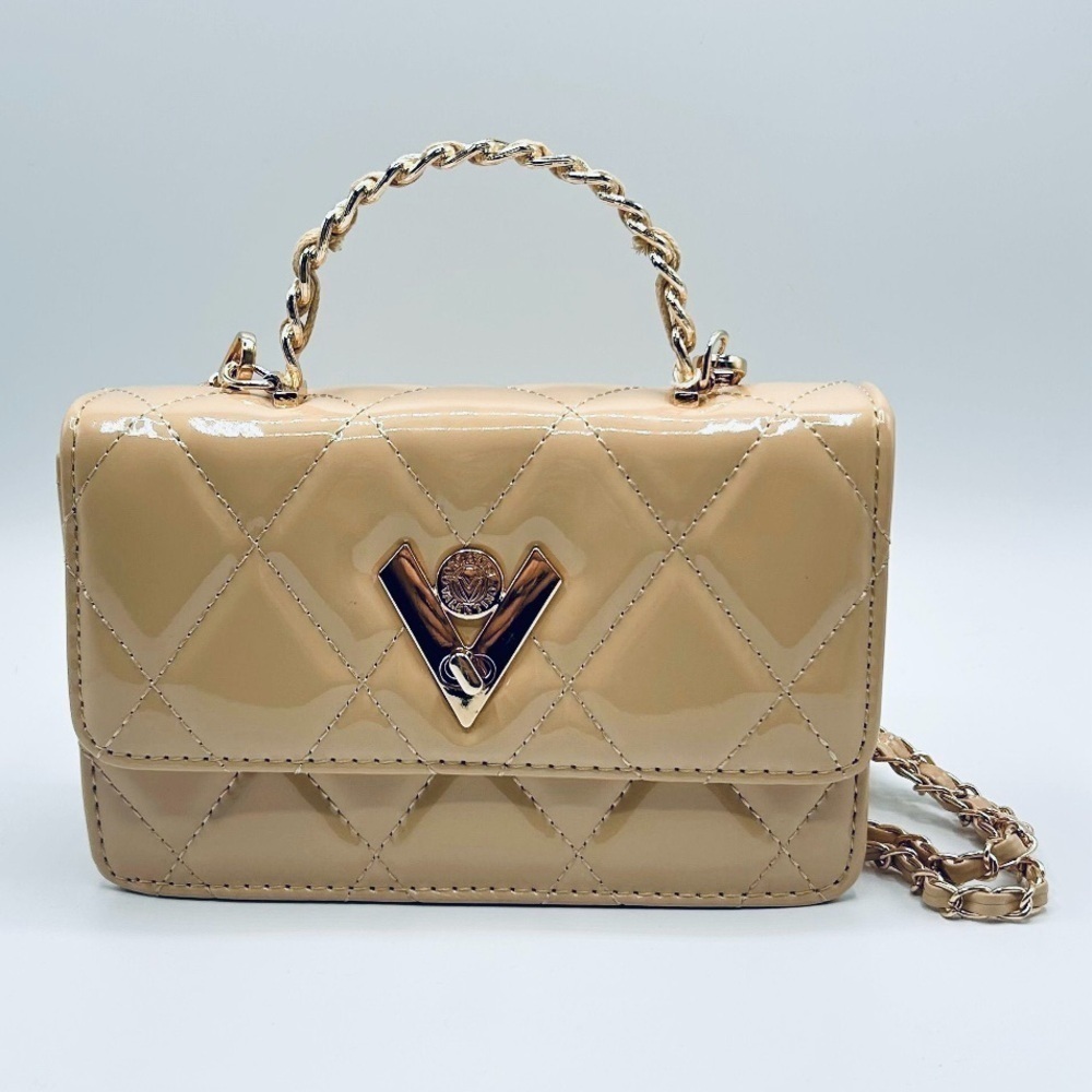 BIN047. NWT Valentino Orlandi Taupe Quilted Bag MSRP $349